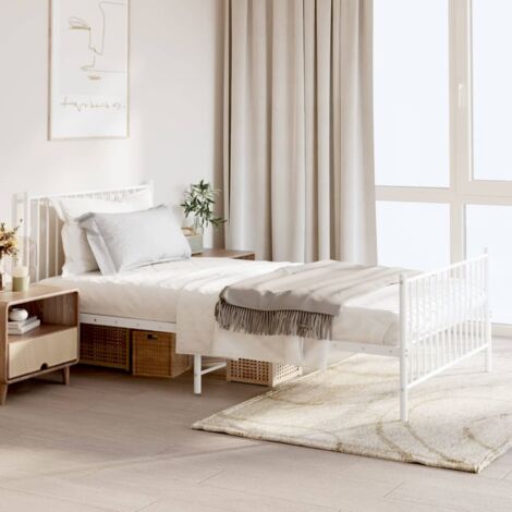 Letto Matrimoniale Moderno Struttura Letto Giroletto con Cassetti Bianco  140x200 cm ITD50661