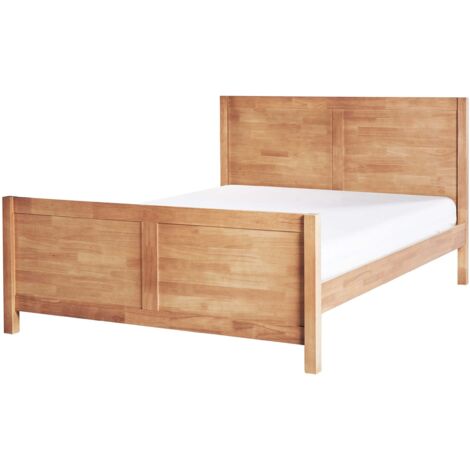 Letto Matrimoniale con Testiera Struttura a Doghe in Legno chiaro 140 x 200 cm Champagnat