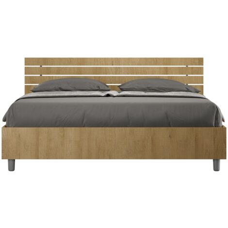 Letto matrimoniale contenitore 160x190 testata dritta con doghe quercia Ankel