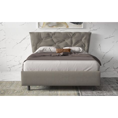 Letto matrimoniale contenitore 162x200 con rete inclusa – Design minimale e funzionale - BERGEN  Tortora