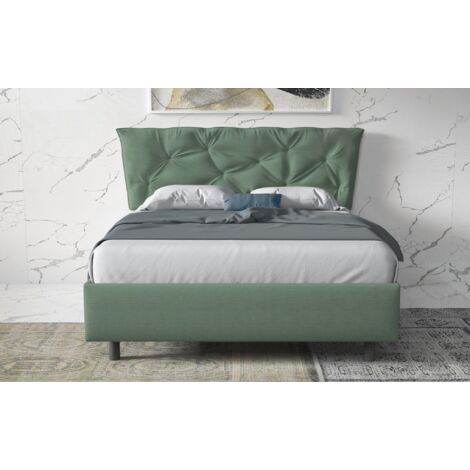 Letto matrimoniale contenitore 162x200 con rete inclusa – Design minimale e funzionale - BERGEN  Verde salvia