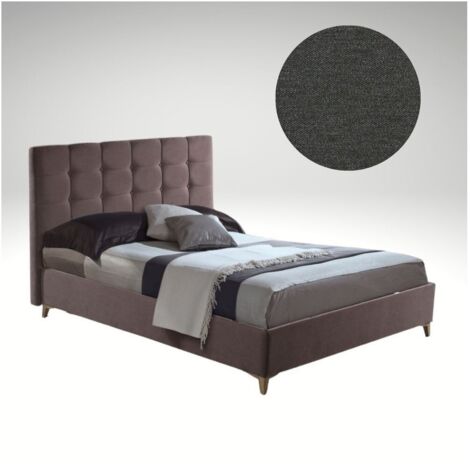 Letto matrimoniale contenitore Clup Monaco tessuto grigio scuro