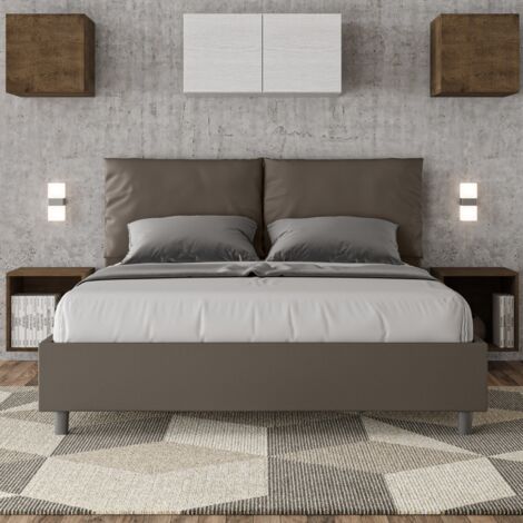Letto matrimoniale contenitore imbottito 160x190 similpelle cappuccino Antea