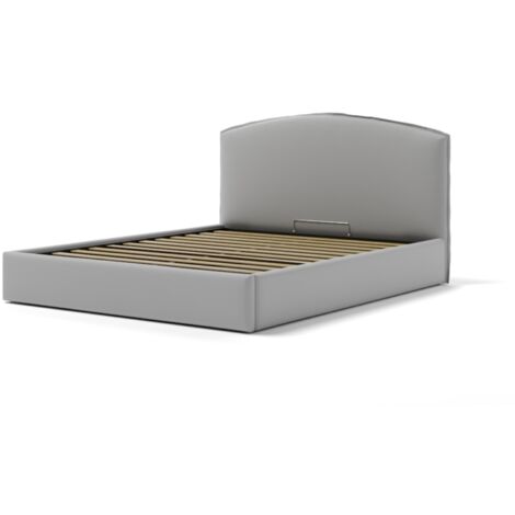 letto matrimoniale contenitore "moon" in ecopelle grigio 160x190 cm
