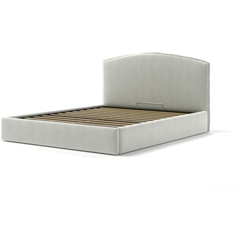 letto matrimoniale contenitore "moon" in tessuto bianco 160x190 cm