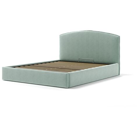 letto matrimoniale contenitore "moon" in tessuto celeste 160x190 cm