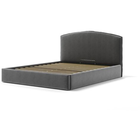 letto matrimoniale contenitore "moon" in tessuto grigio 160x190 cm