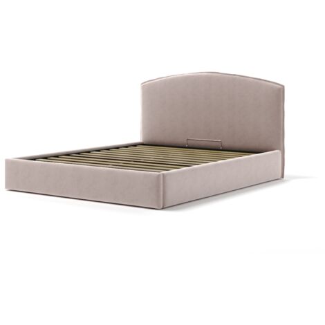 letto matrimoniale contenitore "moon" in tessuto rosa 160x190 cm