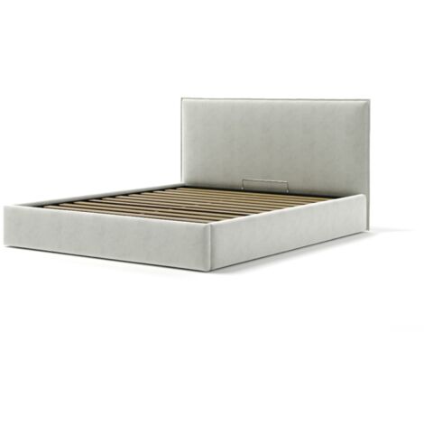 letto matrimoniale contenitore "zoom" in tessuto bianco 160x190 cm