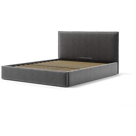 letto matrimoniale contenitore "zoom" in tessuto grigio 160x190 cm