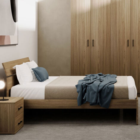 Letto matrimoniale due piazze in legno per camera da