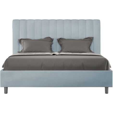 Letto matrimoniale e rete 160x190 in microfibra azzurro Agueda