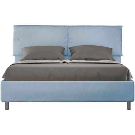 Letto matrimoniale e rete 160x190 in microfibra azzurro Sleeper