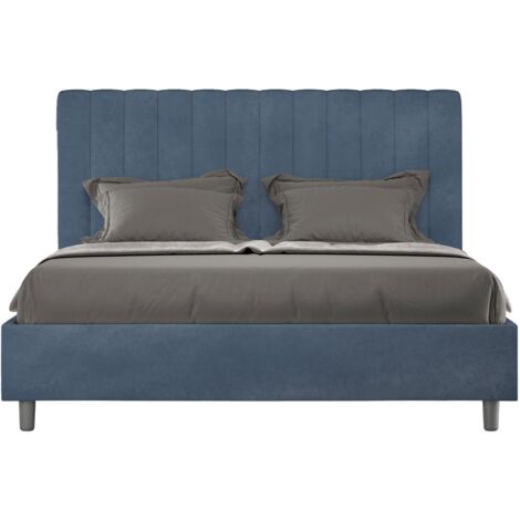 Letto matrimoniale e rete 160x190 in microfibra blu Agueda