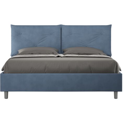 Letto matrimoniale e rete 160x190 in microfibra blu Appia