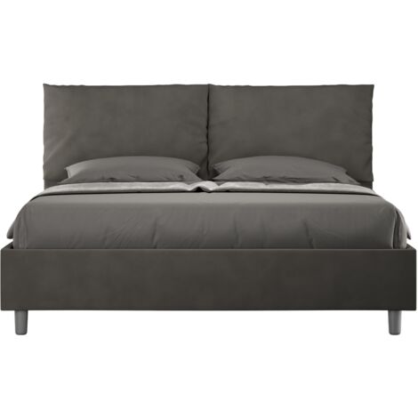 Letto matrimoniale e rete 160x190 in microfibra grigio Antea