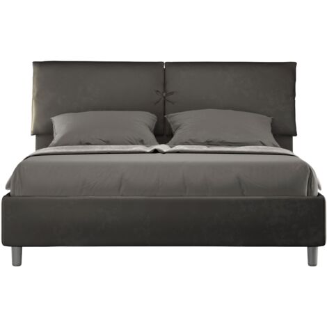 Letto matrimoniale e rete 160x190 in microfibra grigio Mados
