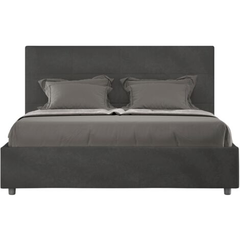 Letto matrimoniale e rete 160x190 in microfibra grigio Mika