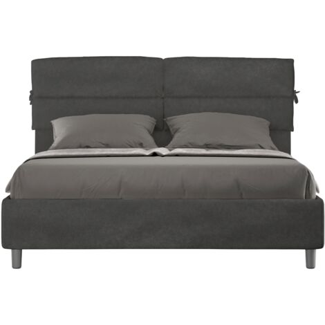 Letto matrimoniale e rete 160x190 in microfibra grigio Nandy