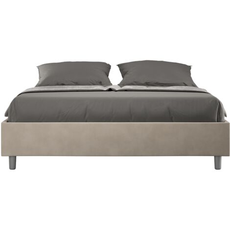 Letto matrimoniale e rete 160x190 in microfibra sabbia Azelia