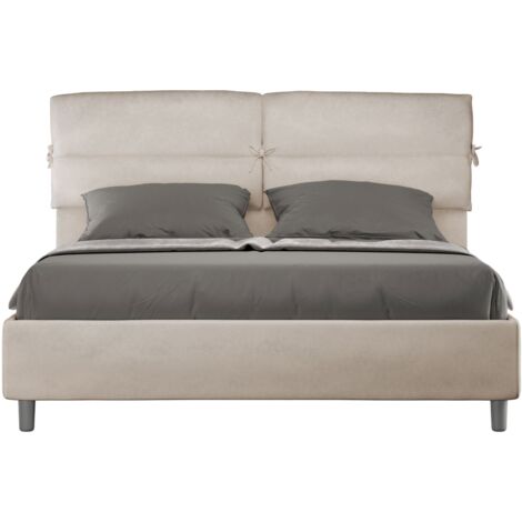 Letto matrimoniale e rete 160x190 in microfibra sabbia Nandy