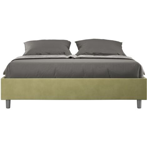 Letto matrimoniale e rete 160x190 in microfibra te' verde Azelia