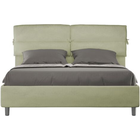 Letto matrimoniale e rete 160x190 in microfibra te' verde Nandy