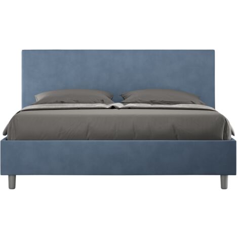 Letto matrimoniale e rete 160x200 in microfibra blu Adele
