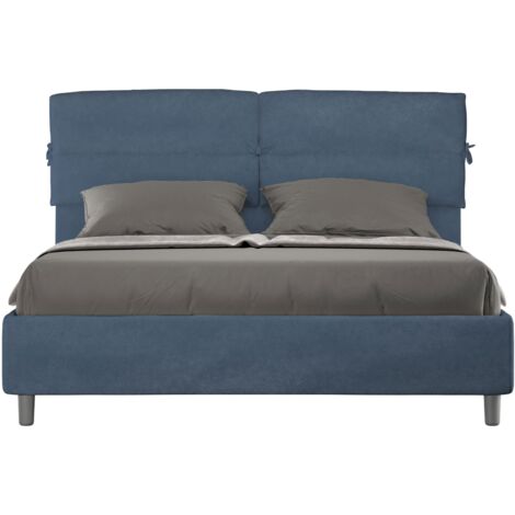 Letto matrimoniale e rete 160x200 in microfibra blu Nandy