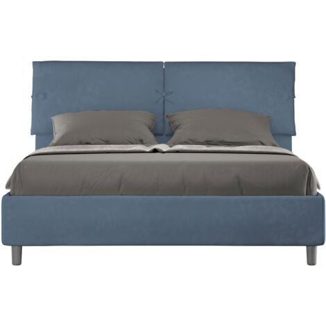 Letto matrimoniale e rete 160x200 in microfibra blu Sleeper