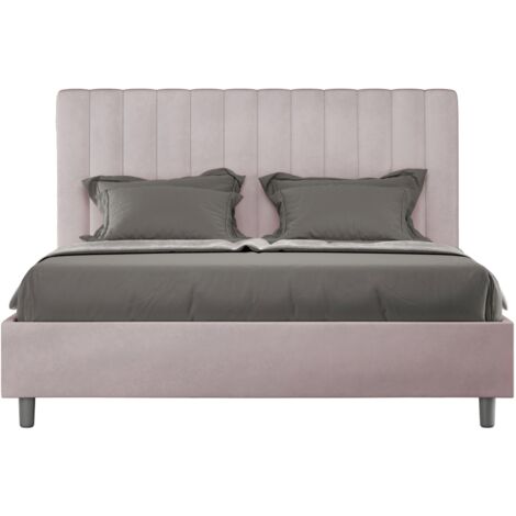 Letto matrimoniale e rete 160x200 in microfibra glicine Agueda