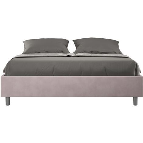 Letto matrimoniale e rete 160x200 in microfibra glicine Azelia