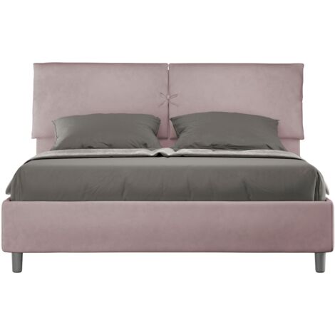 Letto matrimoniale e rete 160x200 in microfibra glicine Mados