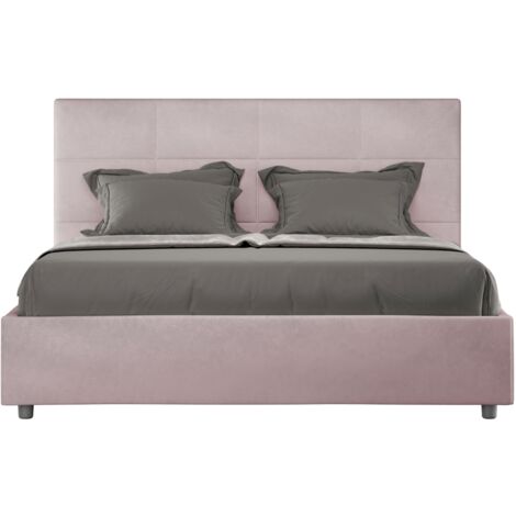 Letto matrimoniale e rete 160x200 in microfibra glicine Mika