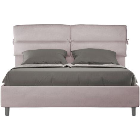 Letto matrimoniale e rete 160x200 in microfibra glicine Nandy