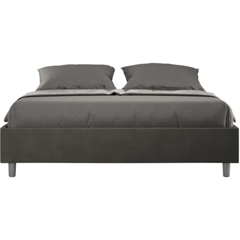 Letto matrimoniale e rete 160x200 in microfibra grigio Azelia