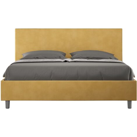 Letto matrimoniale e rete 160x200 in microfibra ocra Adele