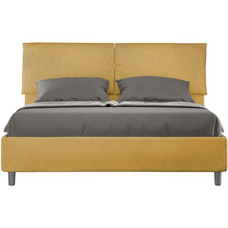Letto matrimoniale e rete 160x200 in microfibra ocra Mados