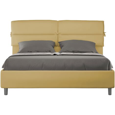Letto matrimoniale e rete 160x200 in microfibra ocra Nandy