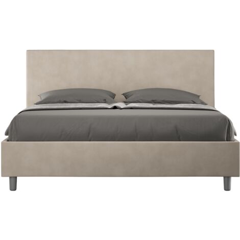 Letto matrimoniale e rete 160x200 in microfibra sabbia Adele
