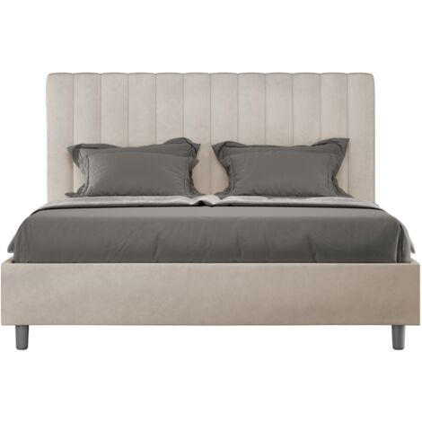 Letto matrimoniale e rete 160x200 in microfibra sabbia Agueda