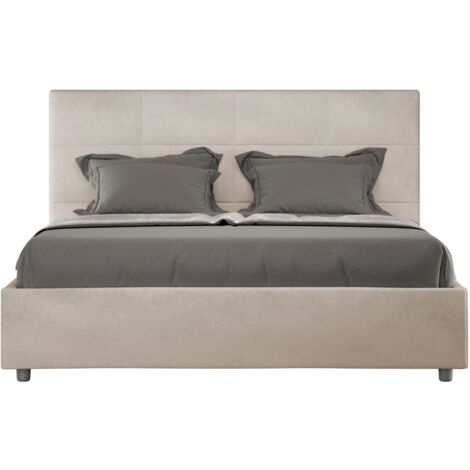 Letto matrimoniale e rete 160x200 in microfibra sabbia Mika
