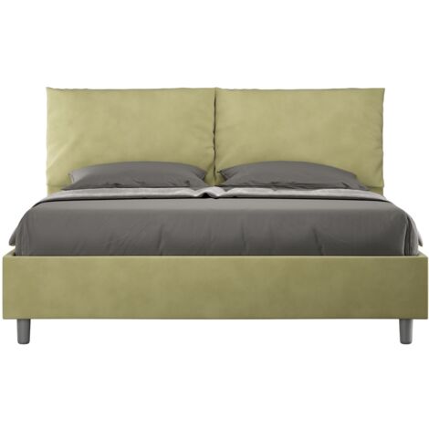 Letto matrimoniale e rete 160x200 in microfibra te' verde Antea