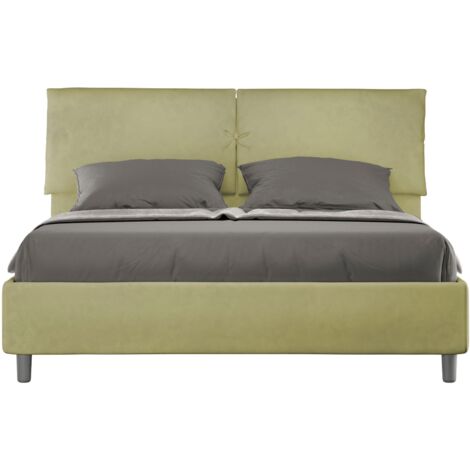 Letto matrimoniale e rete 160x200 in microfibra te' verde Mados