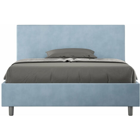 Letto Matrimoniale Extra Large 200x200 cm con Rete e Contenitore Adele Azzurro