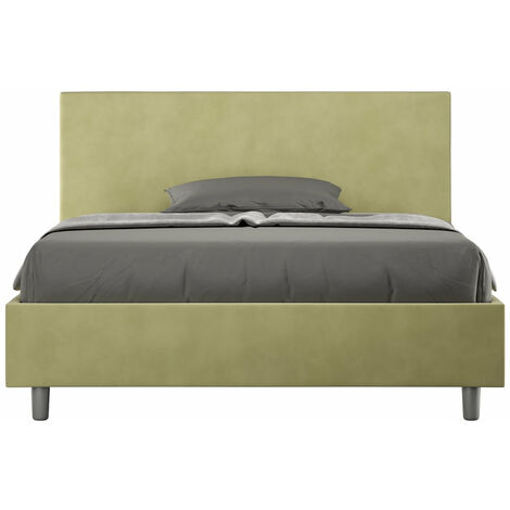 Letto Matrimoniale Extra Large 200x200 cm con Rete e Contenitore Adele Tè Verde