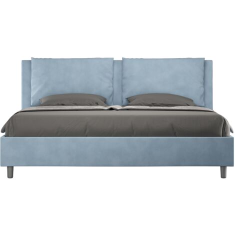 Letto Matrimoniale Extra Large 200x200 cm con Rete e Contenitore Antea Azzurro