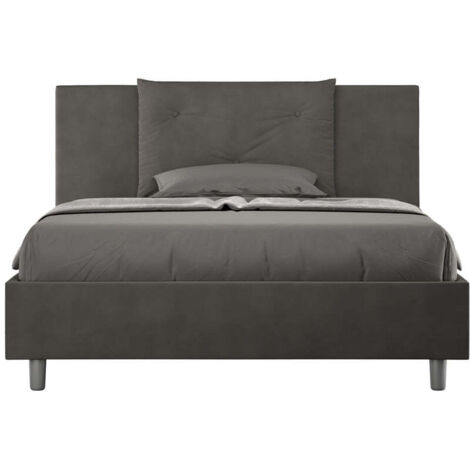 Letto Matrimoniale Extra Large 200x200 cm con Rete e Contenitore Appia Grigio