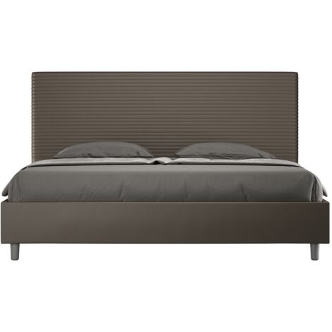Letto Matrimoniale Extra Large 200x200 cm con Rete e Contenitore Focus Cappuccino