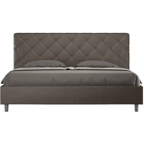 Letto Matrimoniale Extra Large 200x200 cm con Rete Priya Cappuccino